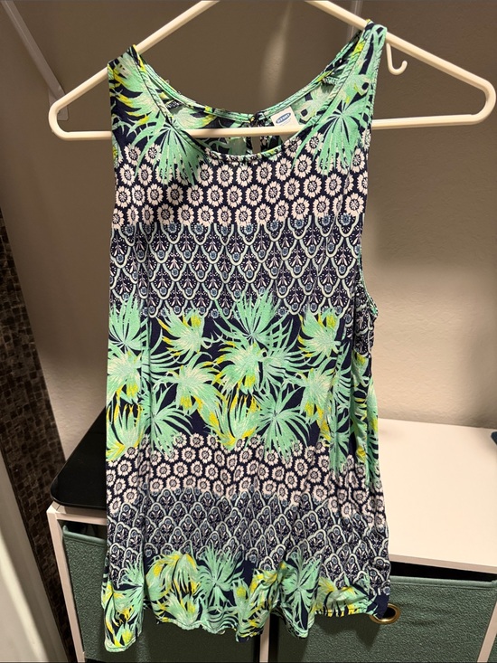 Old Navy Tops - Old Navy Navy, Mint & Yellow Tropical Print Tank Top